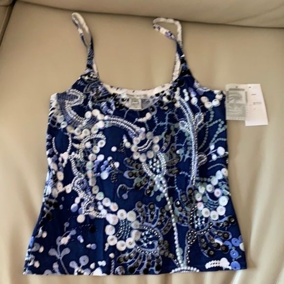 Alberto Makali Paisley Ocean Sequin Tank Top - Picture 1 of 7